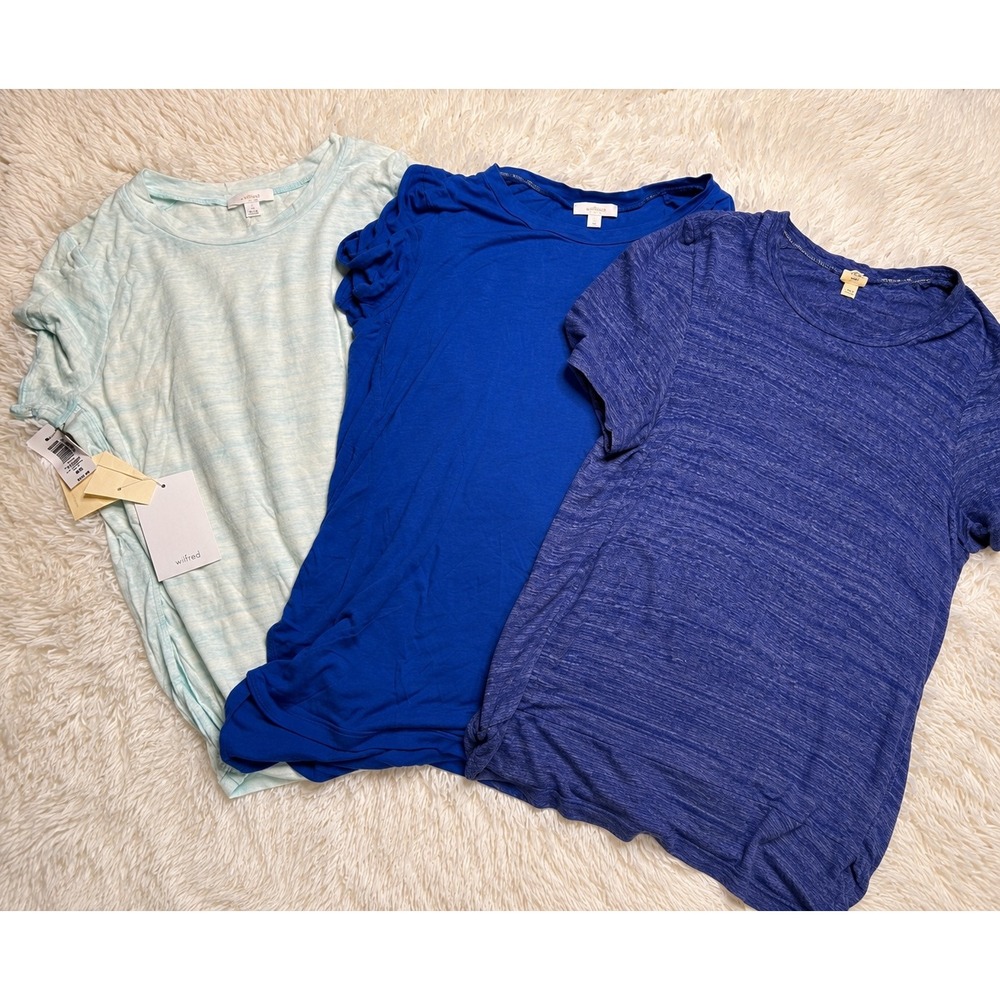 Wilfred Aritzia Capucine T-Shirt Bundle Blue High Low Rayon Tee XS 3 Pack